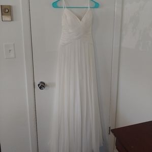 Ruched Bodice Chiffon A-Line Ivory Wedding Dress